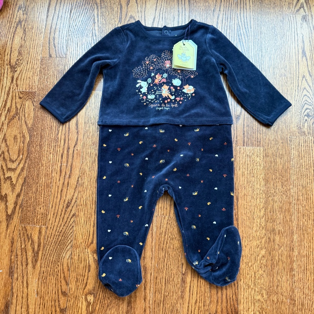 NEW Sergent Major Velour Footie 12 Months - Picture 2 of 9